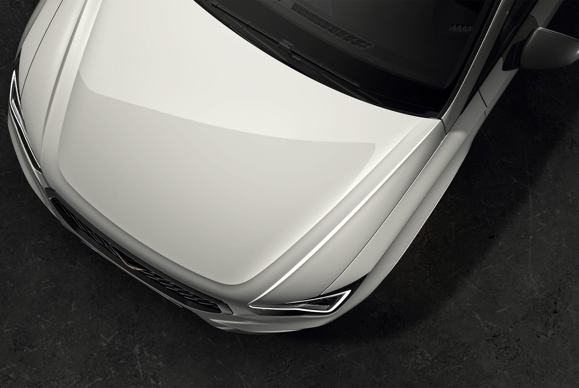 Top view of the CUPRA Ateca in Bila White, showcasing the sleek and clean white exterior finish.