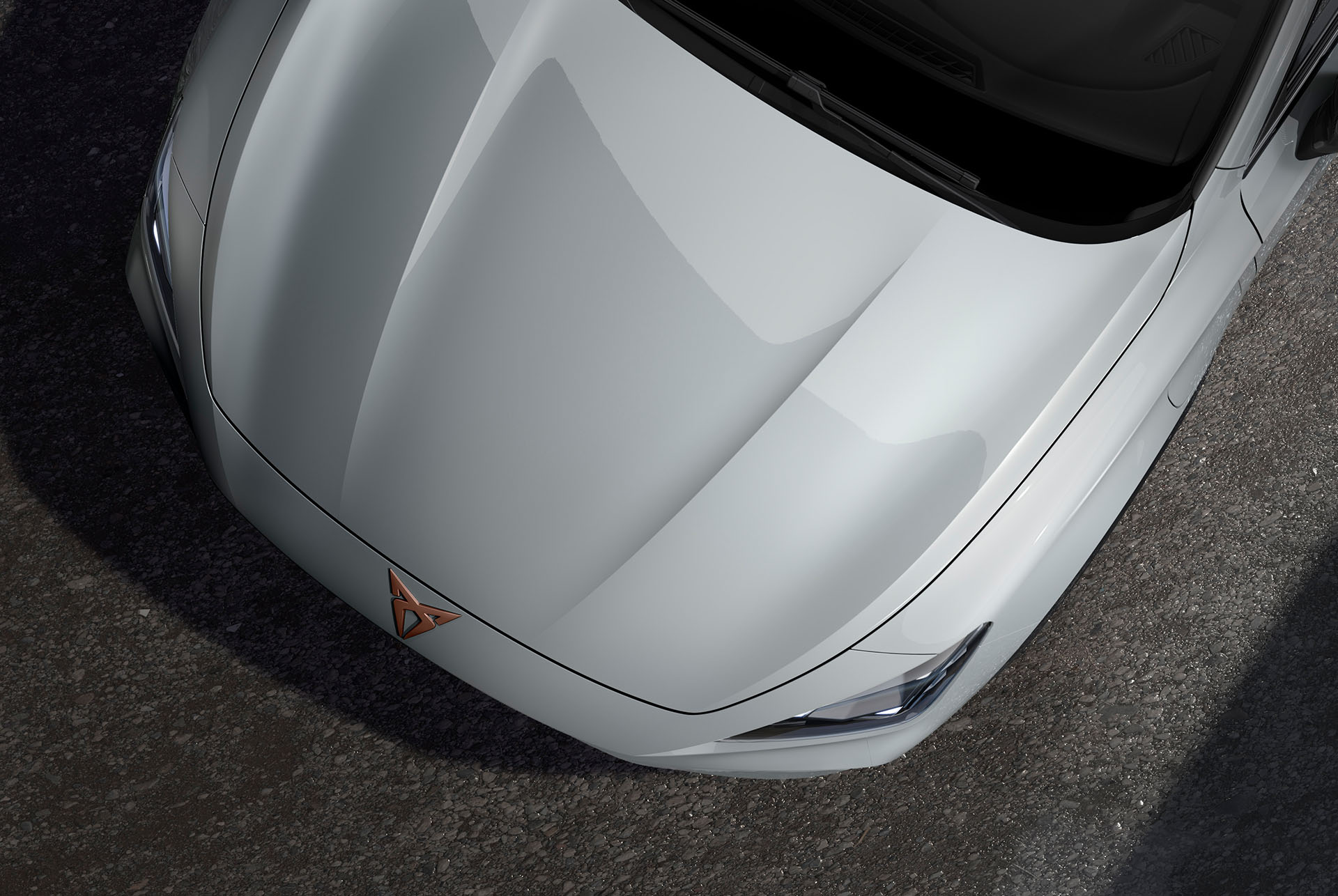 Bird’s eye view of glacial white new CUPRA Formentor CUV 2024.
